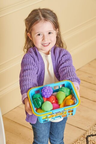 Casdon Fruit & Veg Basket | Assorted Toy Basket With Fruits & Vegetables For Children Aged 2+ | Perfect For Playing Shops